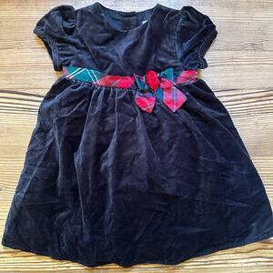 NWOT George black‎ velvet Christmas plaid holiday dress SIZE 24M